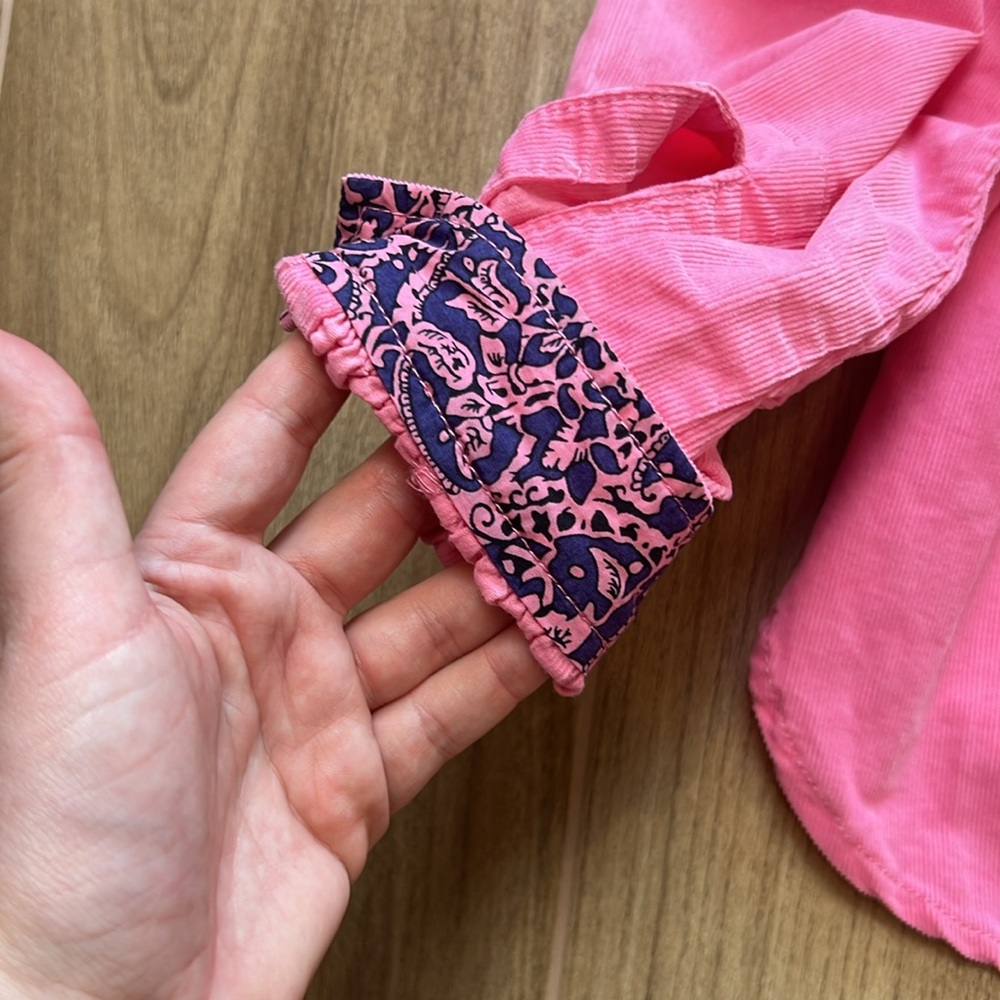 Pilcro by Anthropologie Pink Corduroy Boyfriend Button Down Shirt Flip Cuffs - Picture 5 of 7